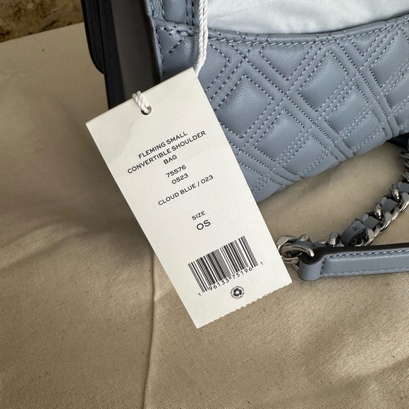 New Tory Burch SMALL FLEMING CONVERTIBLE SHOULDER BAG Gray blue - Picture 4 of 10